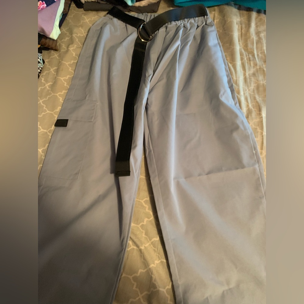 Romwe Grey Pants with Belt